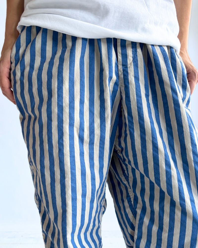 POPLIN WIDE STRIPE (OVERDYE) EASY PANTS in MilkyGrey