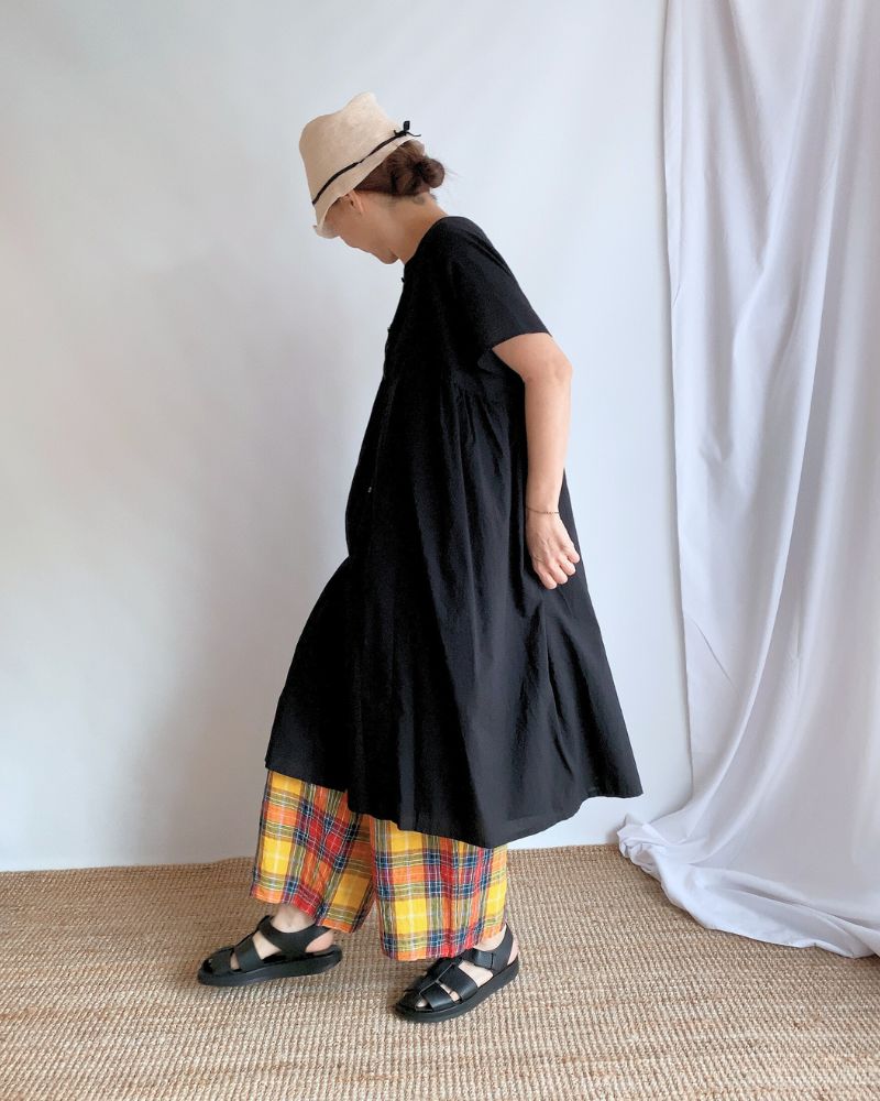 2WAY Layered Side Gathered Dress in Black