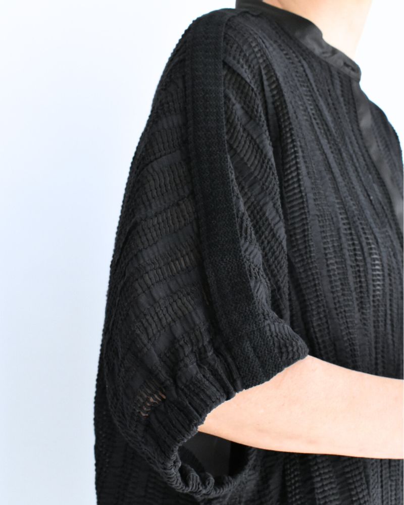 Wide Square Blouse in Black