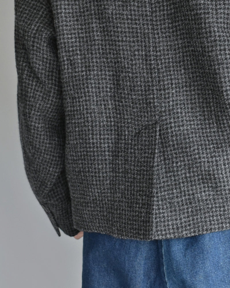 Wool Gauze Houndstooth Jacket in Charcoal