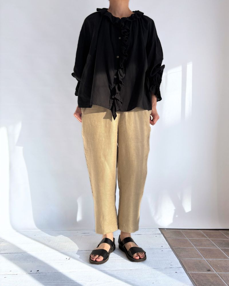 LINEN TWILL EASY TAPERED PANTS in BeigeKhaki