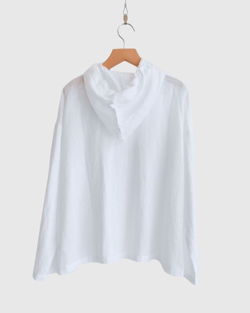 Hoodie Shirt (LINEN) in White