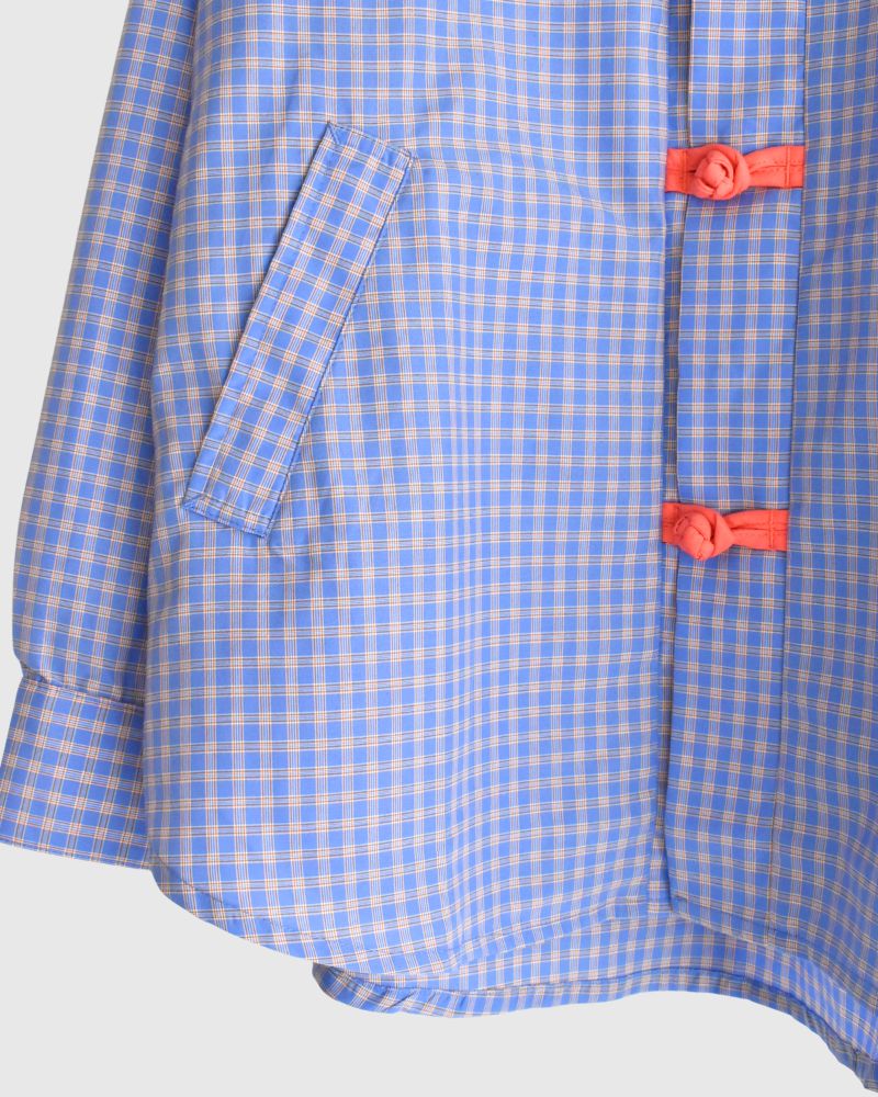 Chinese Button Check Shirt 'BRETON' in Blue
