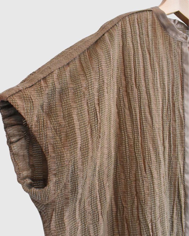 Wide Square Blouse in Beige