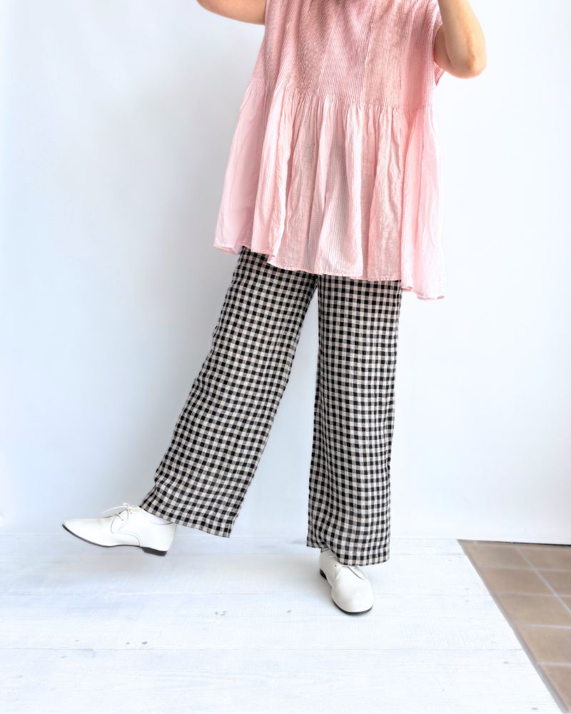 Gingham Check Pants in Natural/Black