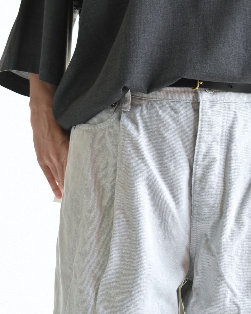 Wide Denim Pants in Gray