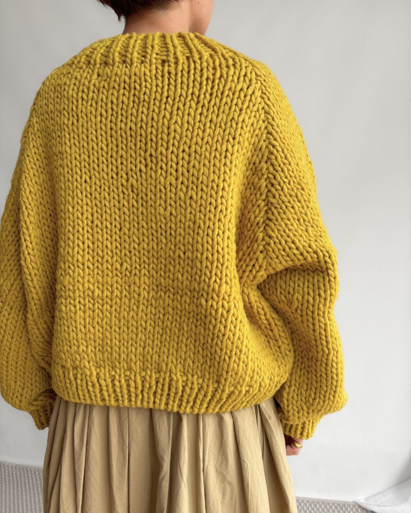 PERU Hand-Knit Short Cardigan in Yellow