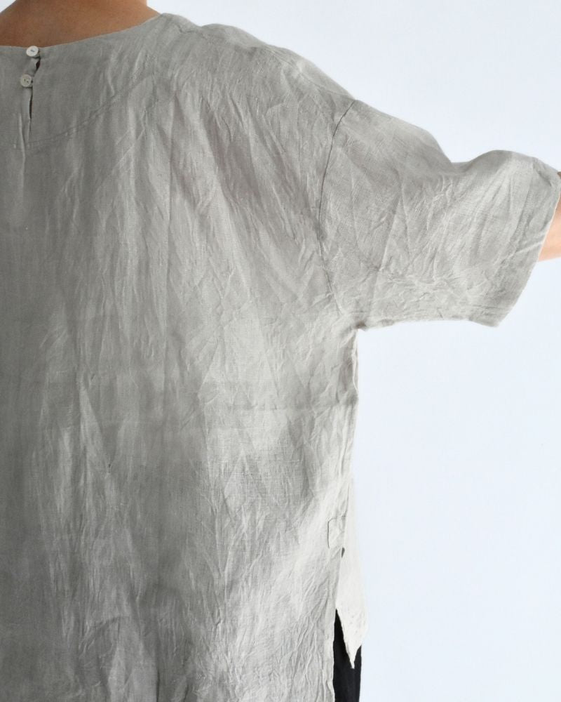 Handwoven 60x60 Linen Pullover Shirt in LightGray