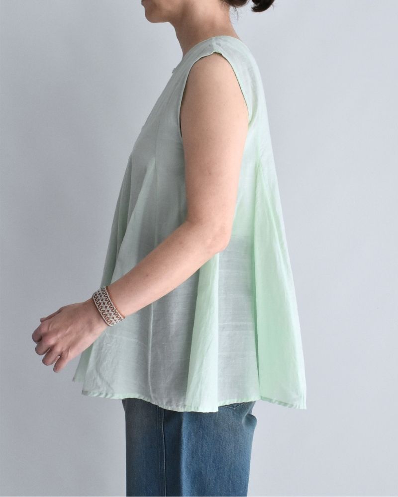Silk cotton gusset 2-way tank top in LightGreen