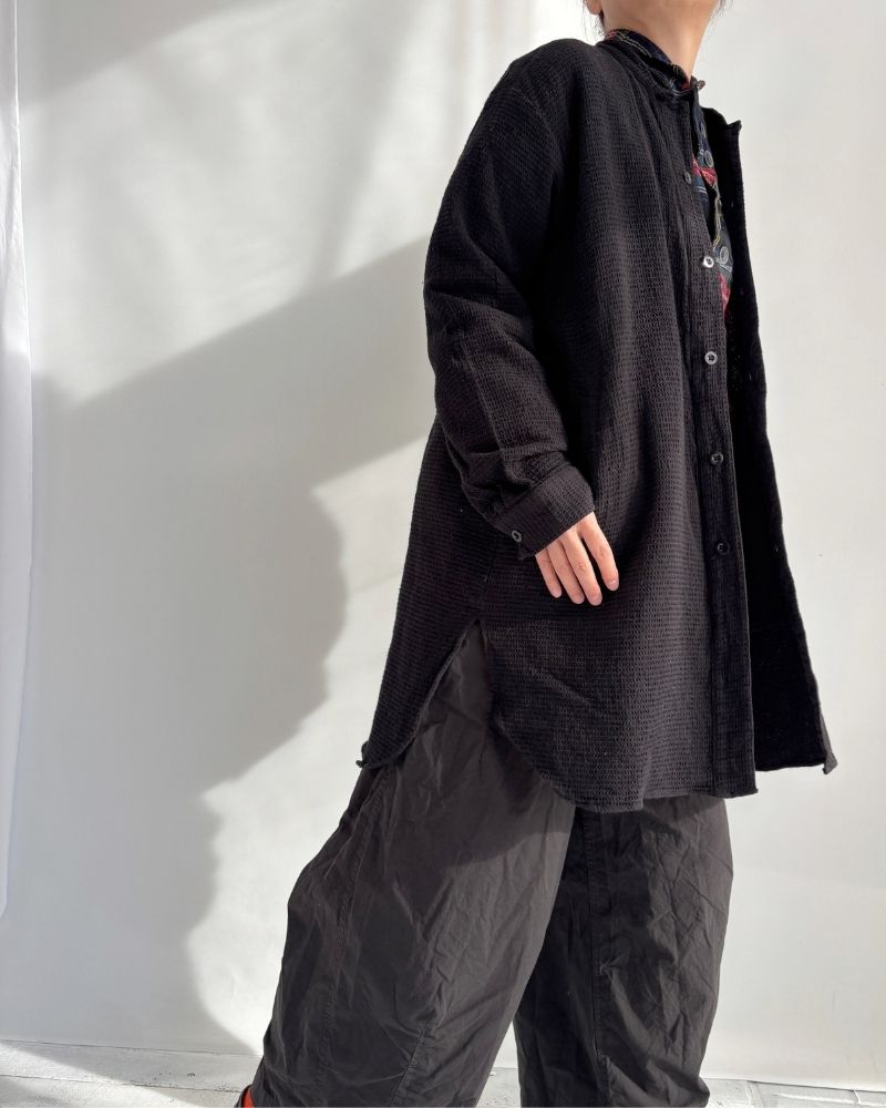Stand Collar Shirt in Black