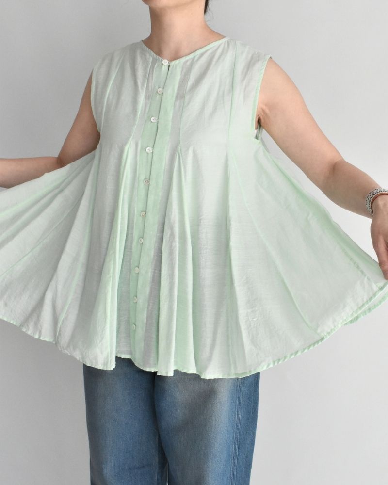 Silk cotton gusset 2-way tank top in LightGreen
