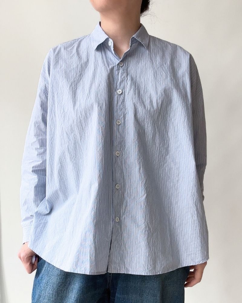 REGULAR COLLAR BIG SHIRT in SaxStripe