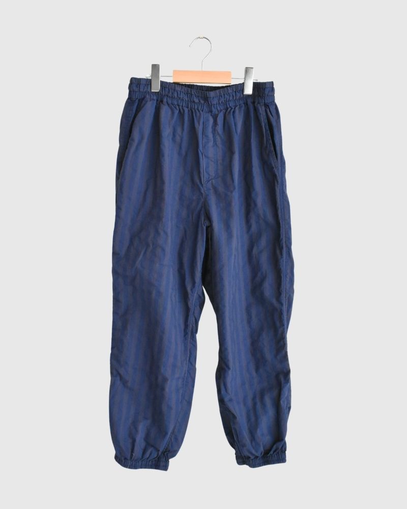 POPLIN WIDE STRIPE (OVERDYE) EASY PANTS in PurpleNavy