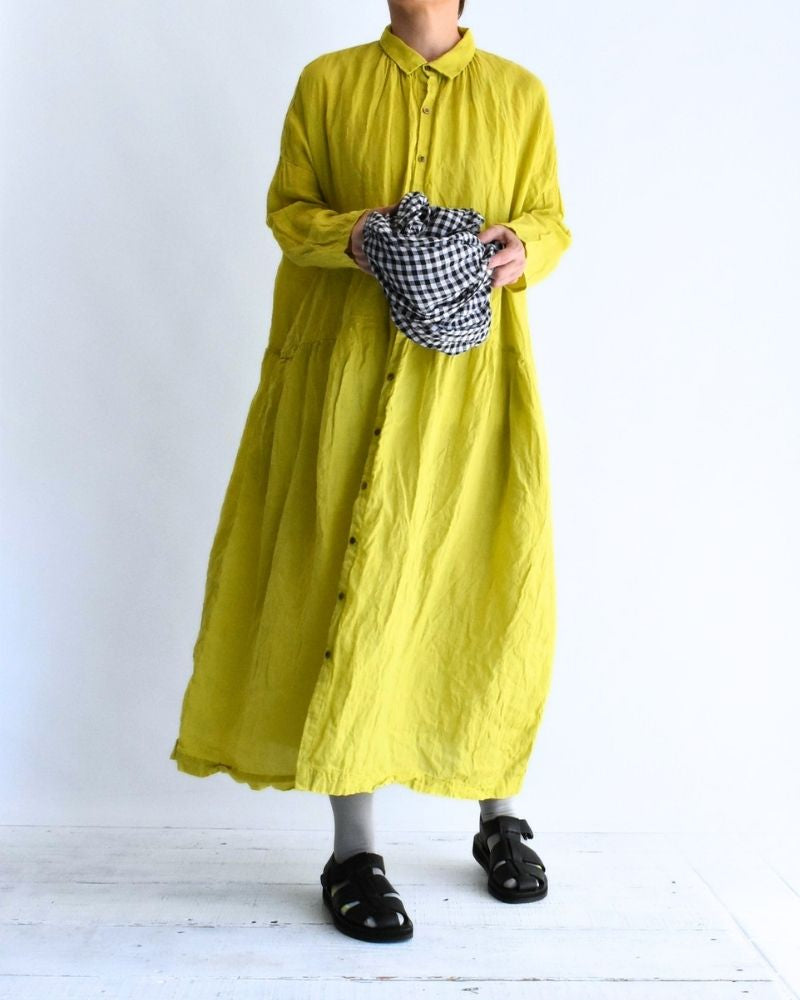 French Linen Dress in Yellow