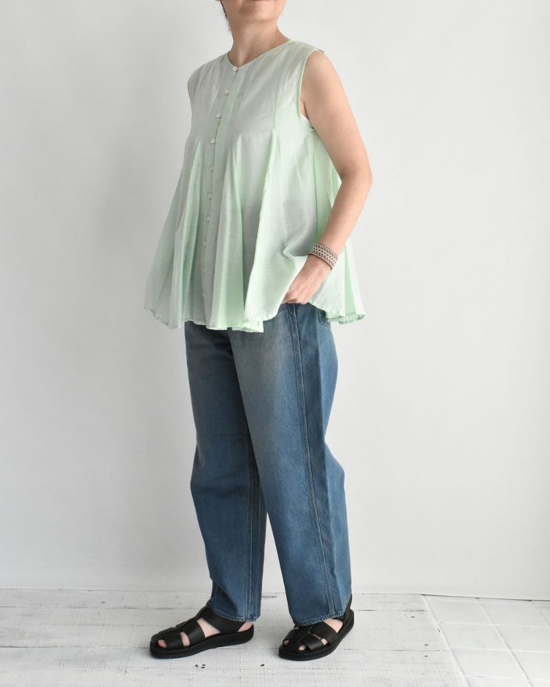 Silk cotton gusset 2-way tank top in LightGreen
