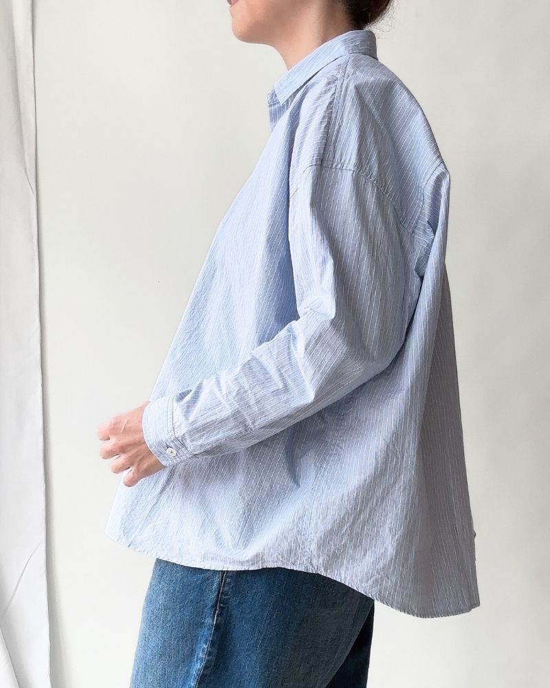 REGULAR COLLAR BIG SHIRT in SaxStripe