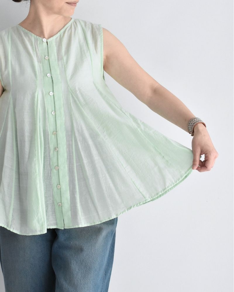 Silk cotton gusset 2-way tank top in LightGreen