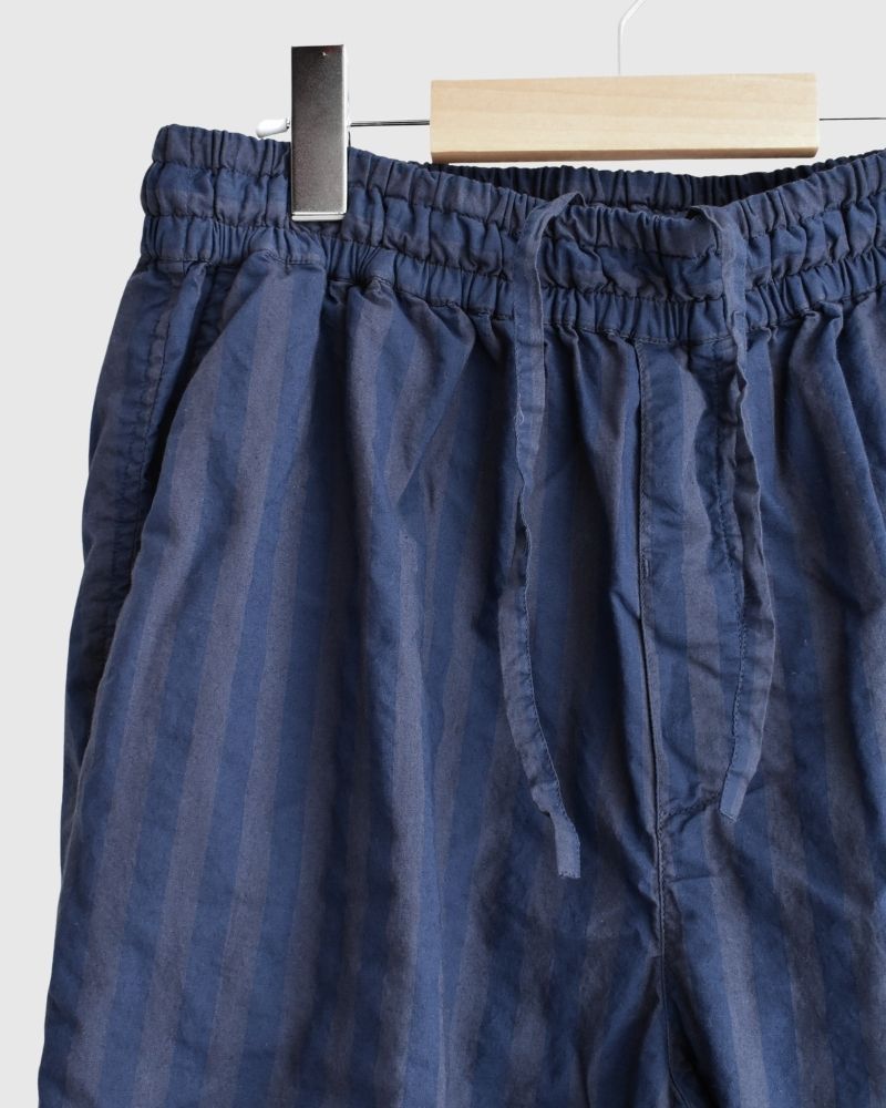 POPLIN WIDE STRIPE (OVERDYE) EASY PANTS in PurpleNavy