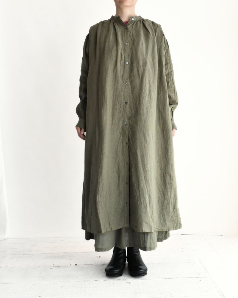 French Linen Dress in Khaki