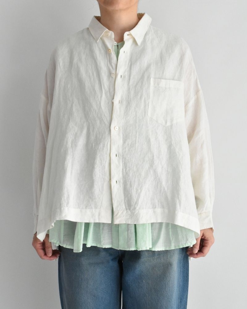 Handwoven 60×60 Linen Square Shirt in White