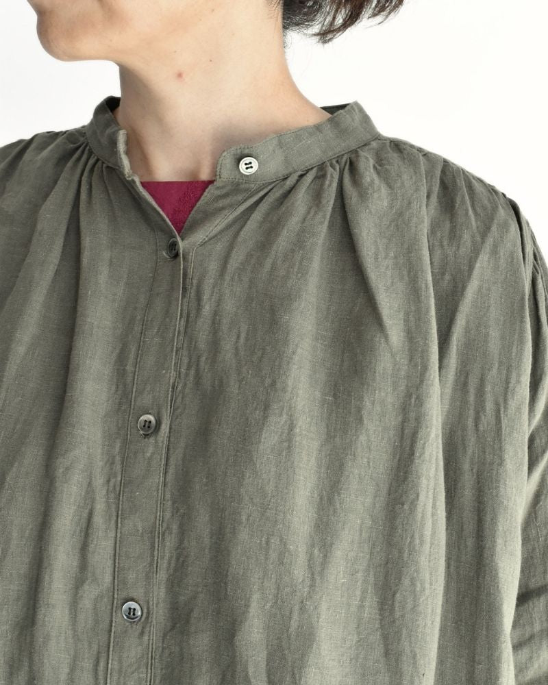 French Linen Dress in Khaki