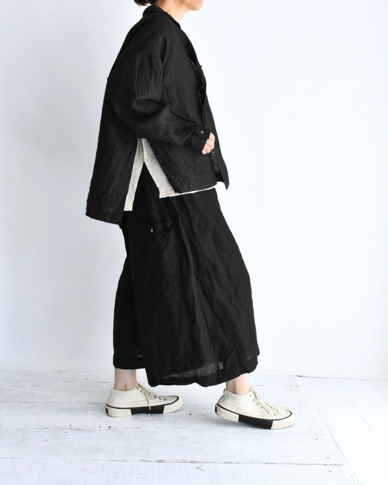Handwoven 60×60 Linen Square Shirt in Black