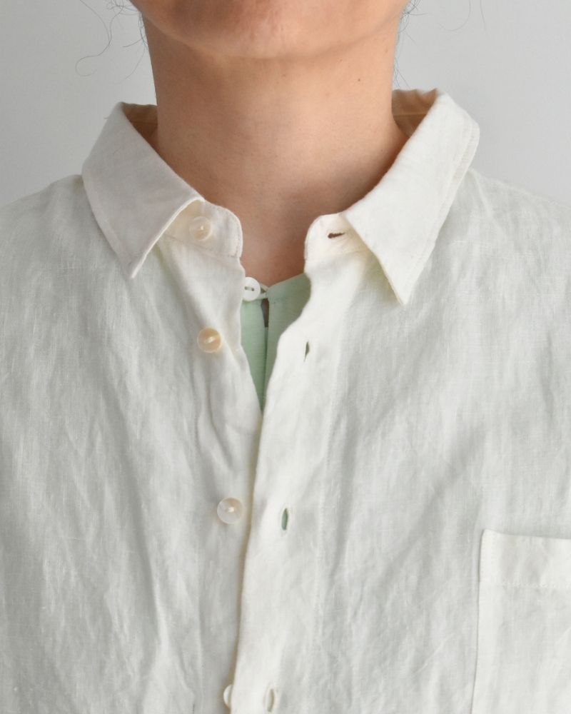 Handwoven 60×60 Linen Square Shirt in White