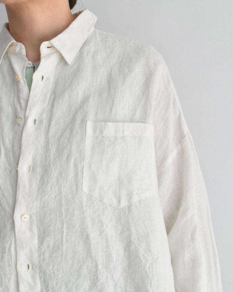 Handwoven 60×60 Linen Square Shirt in White