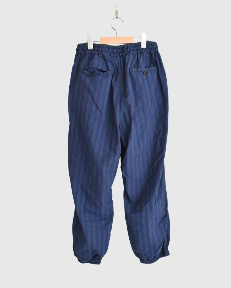 POPLIN WIDE STRIPE (OVERDYE) EASY PANTS in PurpleNavy