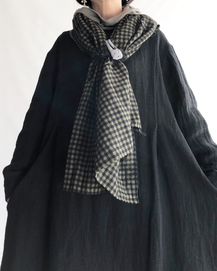 Linen Wool Check Scarf