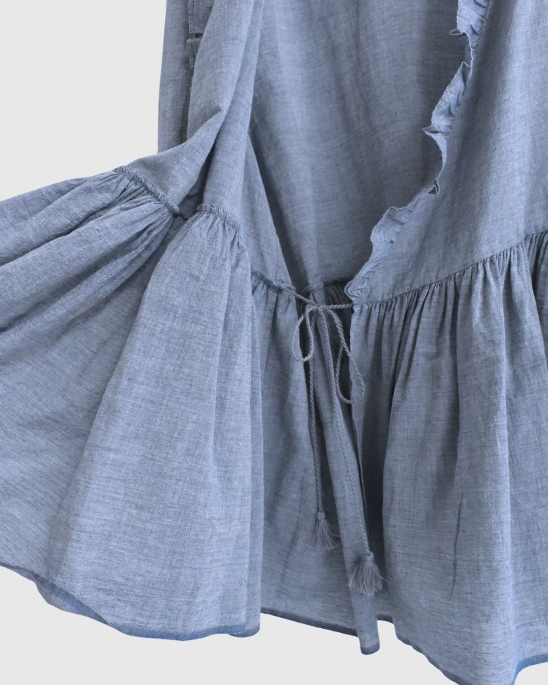 Frill Cache-coeur Shirt in Blue