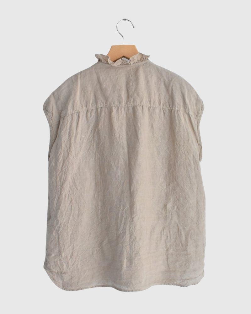 French/SL Frill Collar Shirt in AshBeige