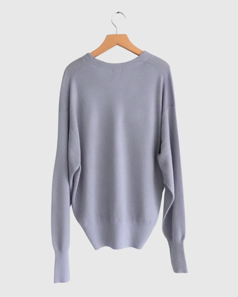 Deep V-Neck Sweater in Gray