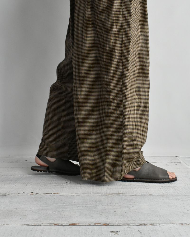 Wide Cocoon Gathered Pants in Camel/Black