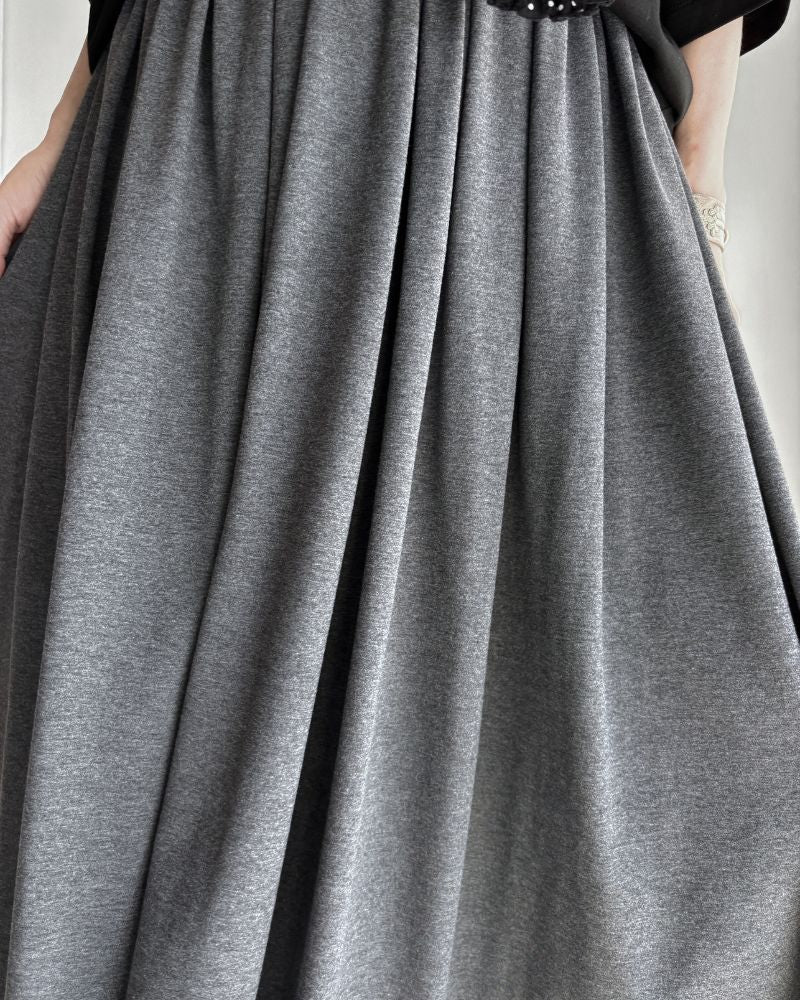 UV Protection Gathered Skirt in Charcoal