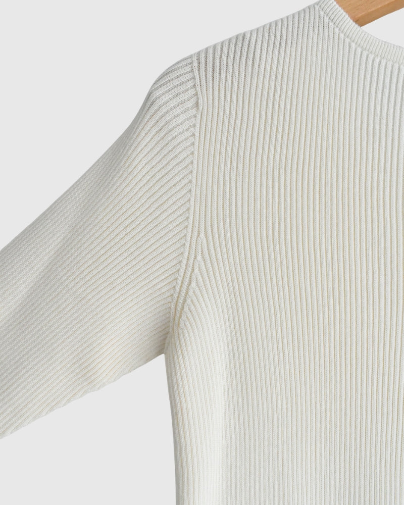 JAPAN WHOLEGARMENT Rib Knit Pullover in Ivory