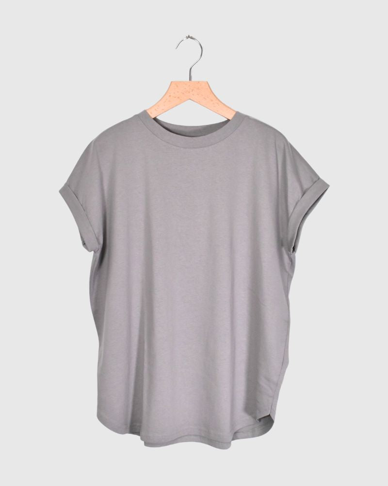 ROLLUP SLEEVE TOPS 'FERRIO' in Gray