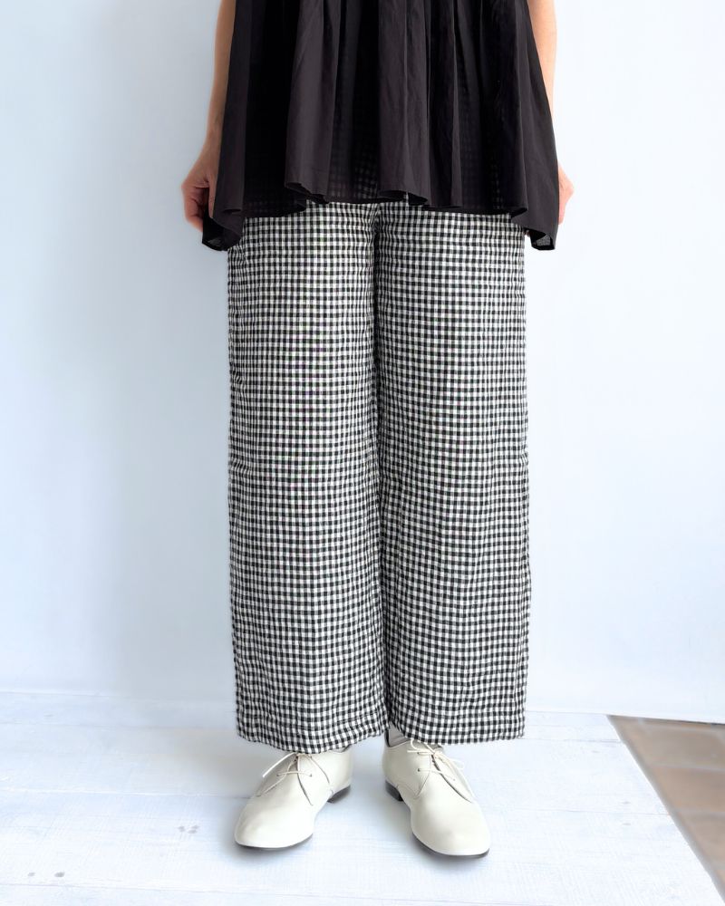 Gingham Check Pants in White/Black