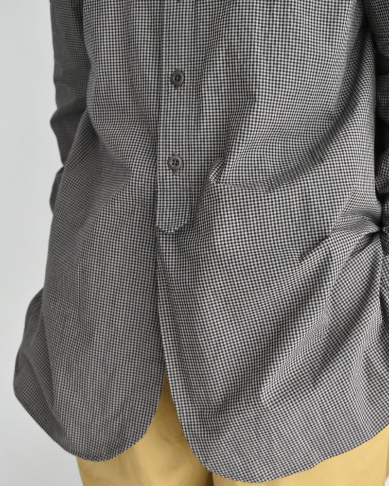 Utility Band Collar Shirt in BrownGingham