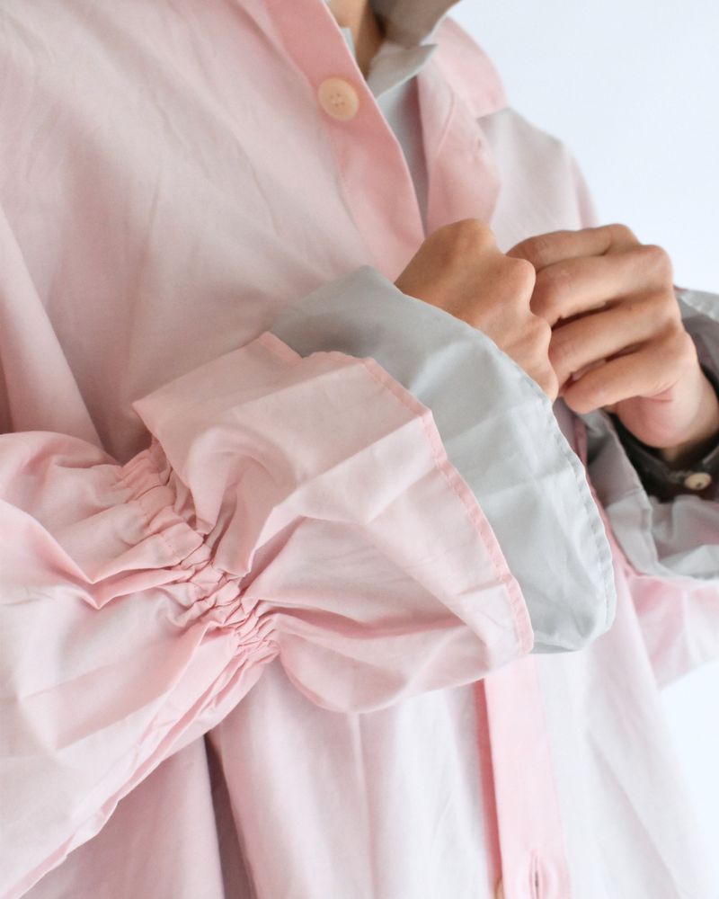 Cuff Ruffle Oversized Shirt in Pink