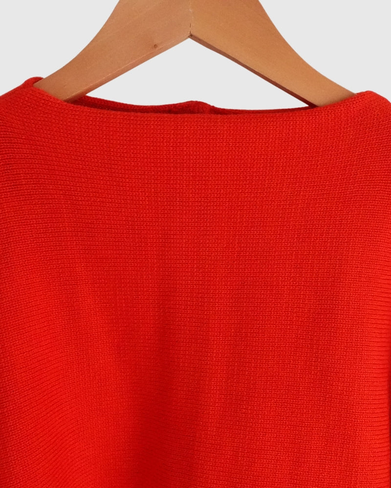 Bottleneck Boiled Wool Knit in Red