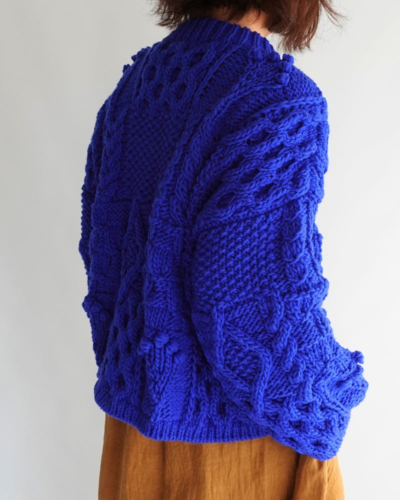 Peru Hand Knit Pullover in Blue