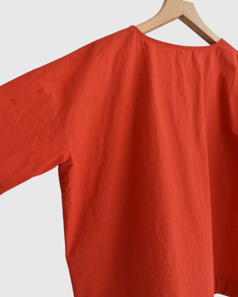 Drawstring Pullover in Orange