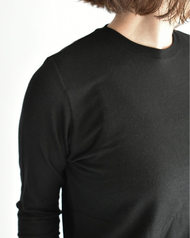 Sheer Jersey Crewneck in Black