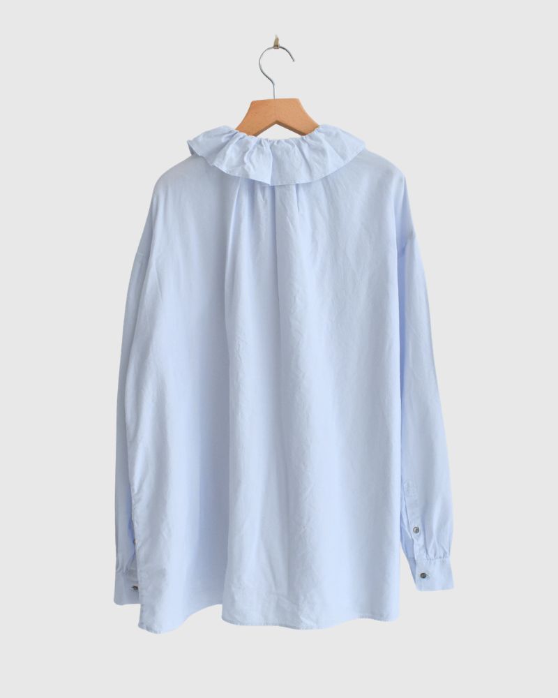 Ruffle Blouse in Sax