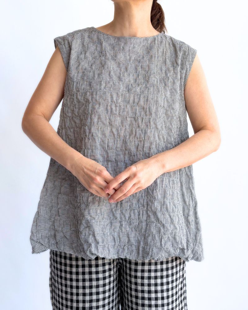 Check balloon tunic in BlackCheck