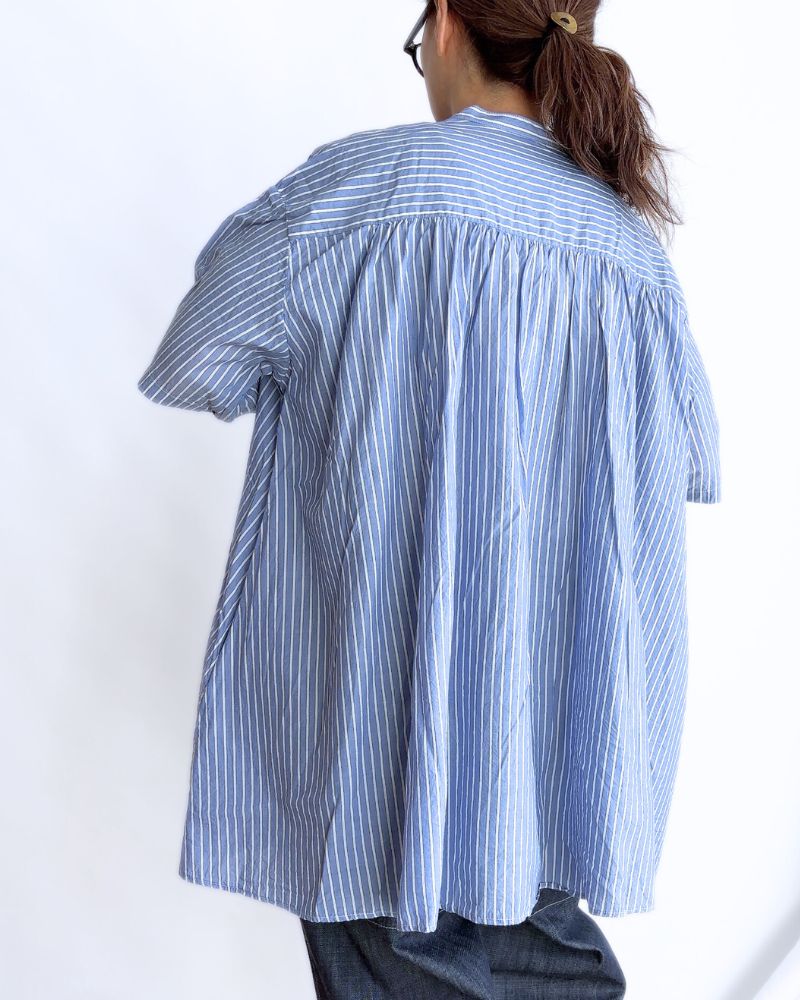 Striped Gathered Shirt in Stripe B