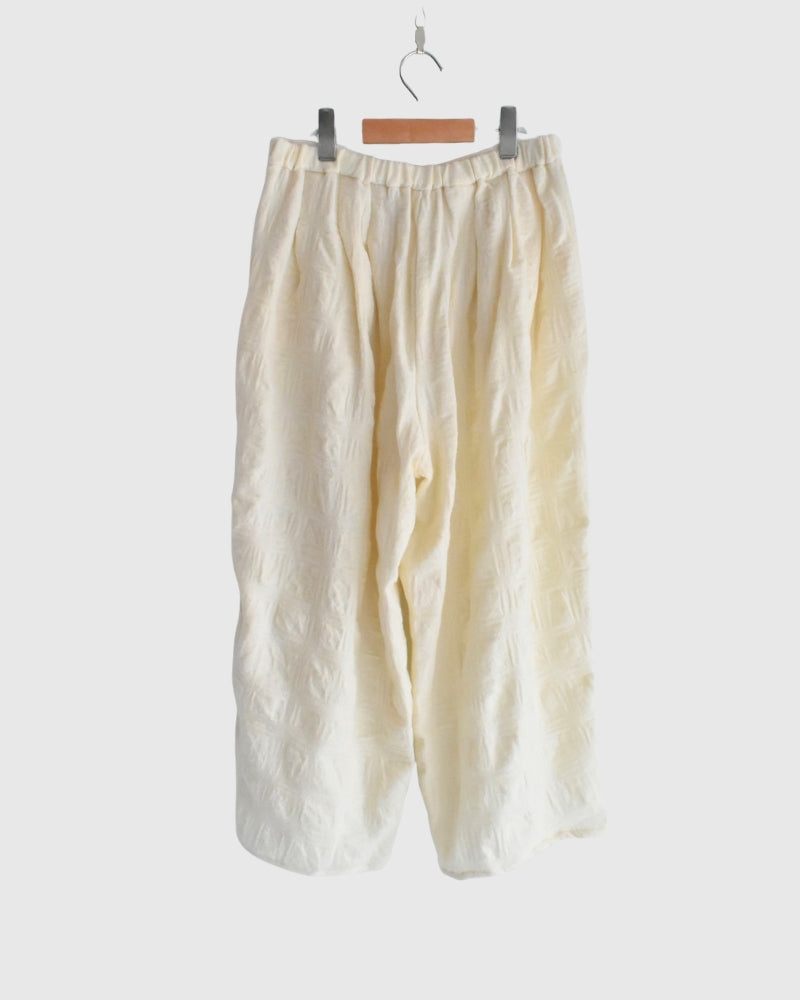 Wool Check Pants in Ivory