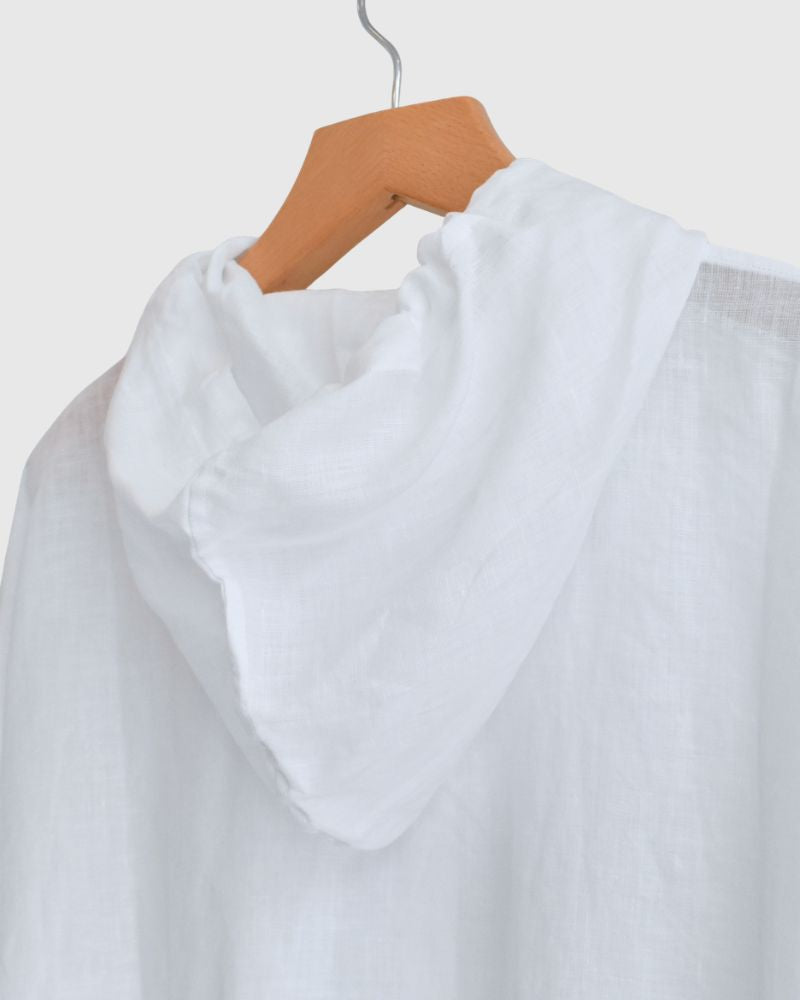 Hoodie Shirt (LINEN) in White