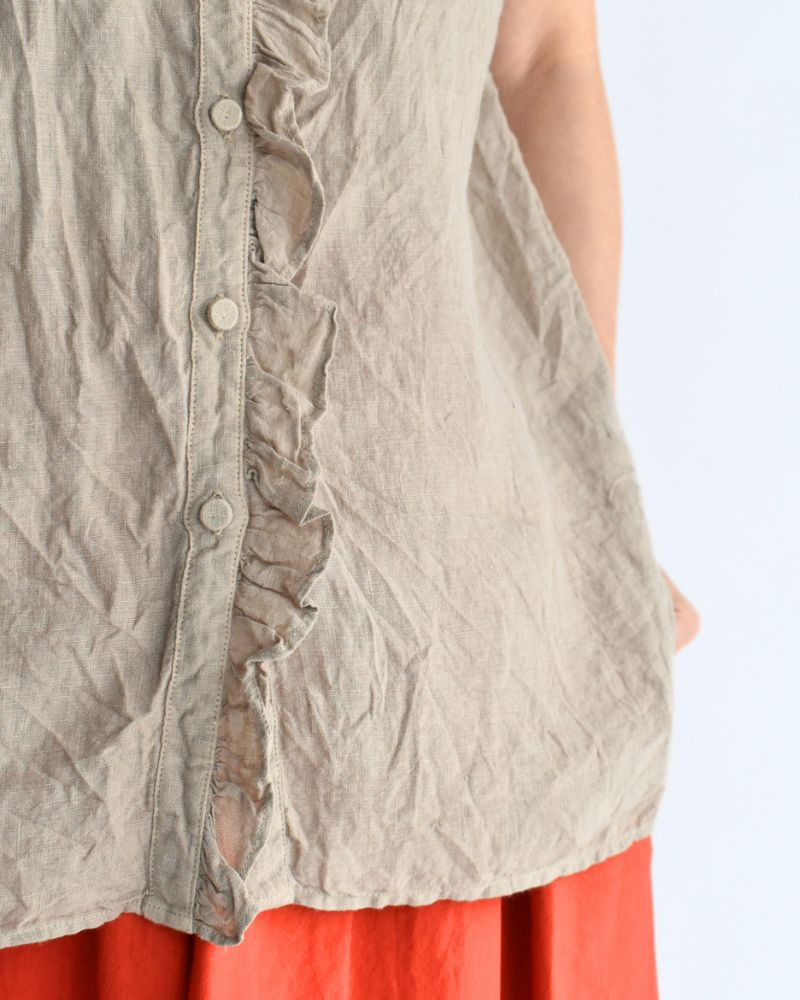 French/SL Frill Collar Shirt in AshBeige